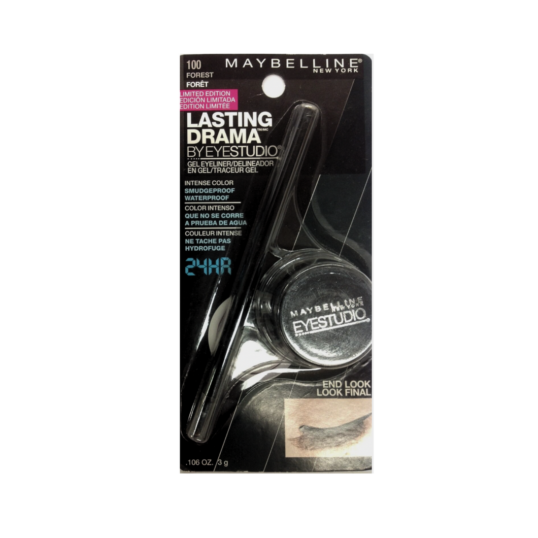 MAYBELLINE 100 GREEN FOREST EYESTUDIO LASTING DRAMA GREEN FOREST GEL EYELINER FOR EYES