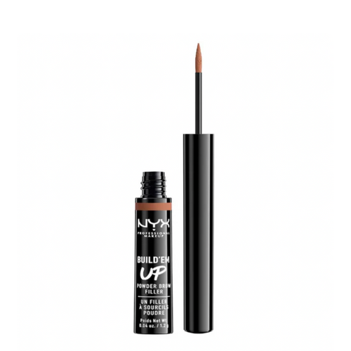 NYX Build 'Em Up Powder Brow Filler with applicator on a white background