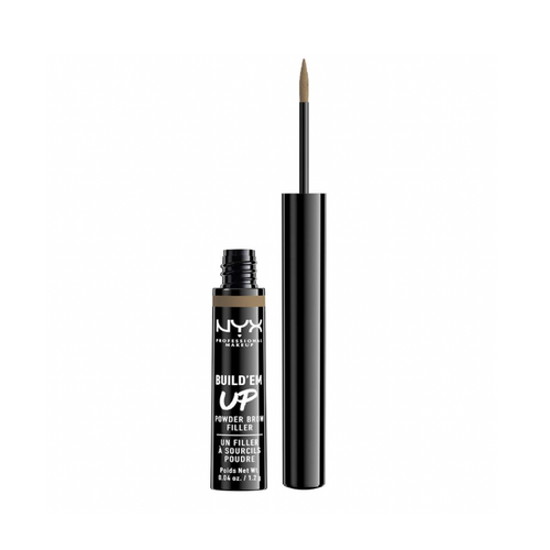 NYX Build 'Em Up Powder Brow Pencil with applicator on a white background